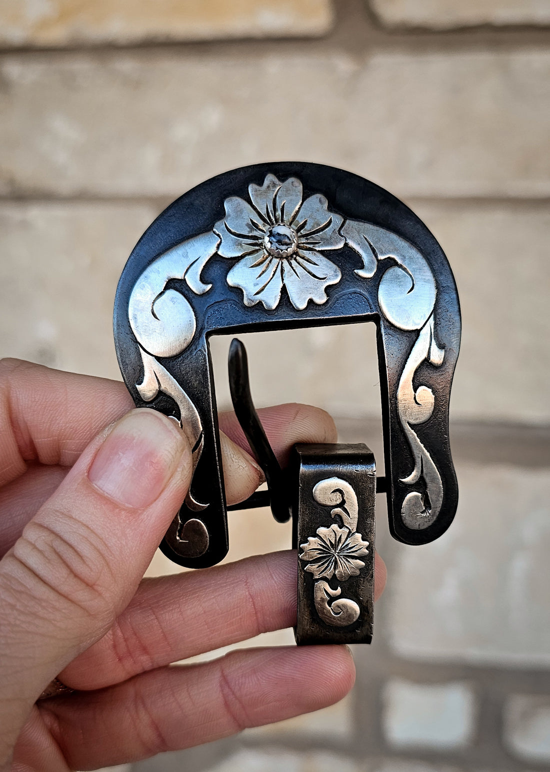 White Buffalo Floral Buckle