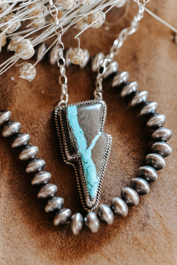 Tyrone Turquoise Bolt Necklace