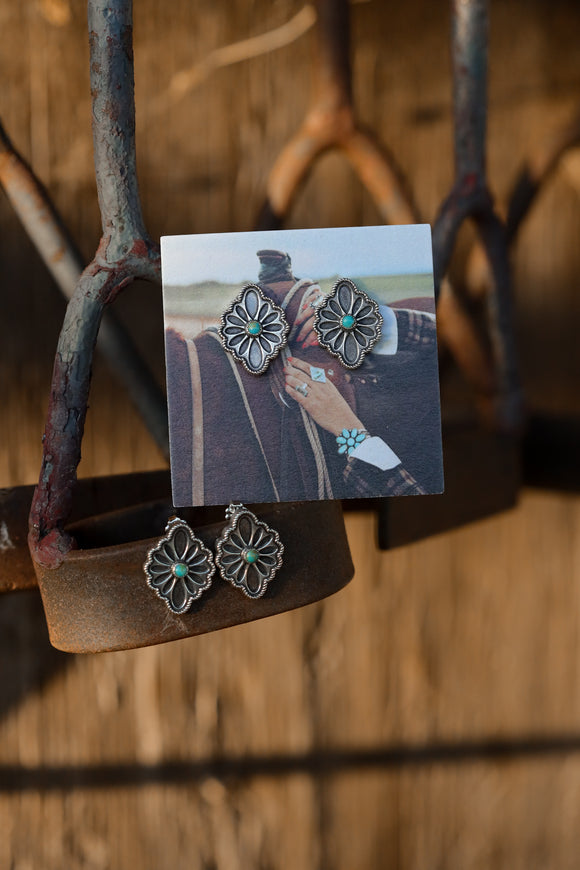 Silver Flower Studs