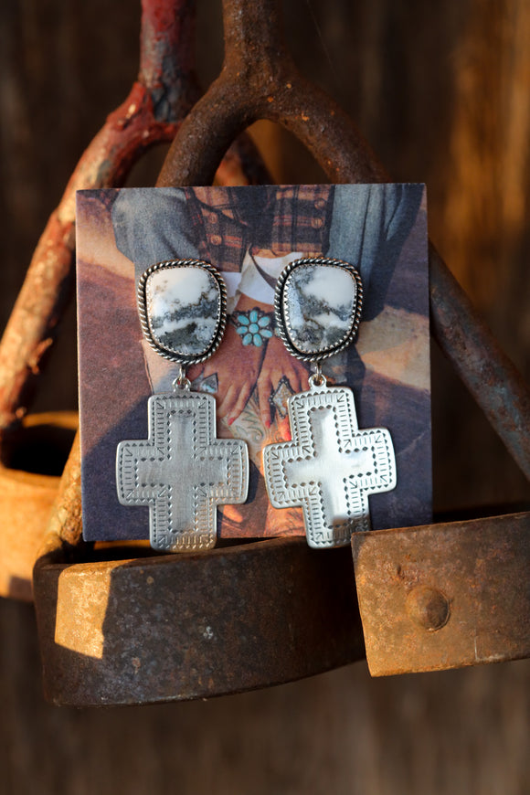 Santo Earrings White Buffalo